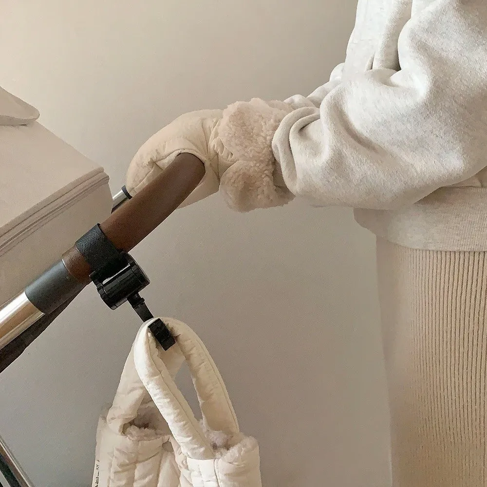 Fleece Lined Stroller Gloves Windproof Anti Freeze Stroller Handlebar Gloves Keep Warm Thickened Stroller Mittens Outdoor