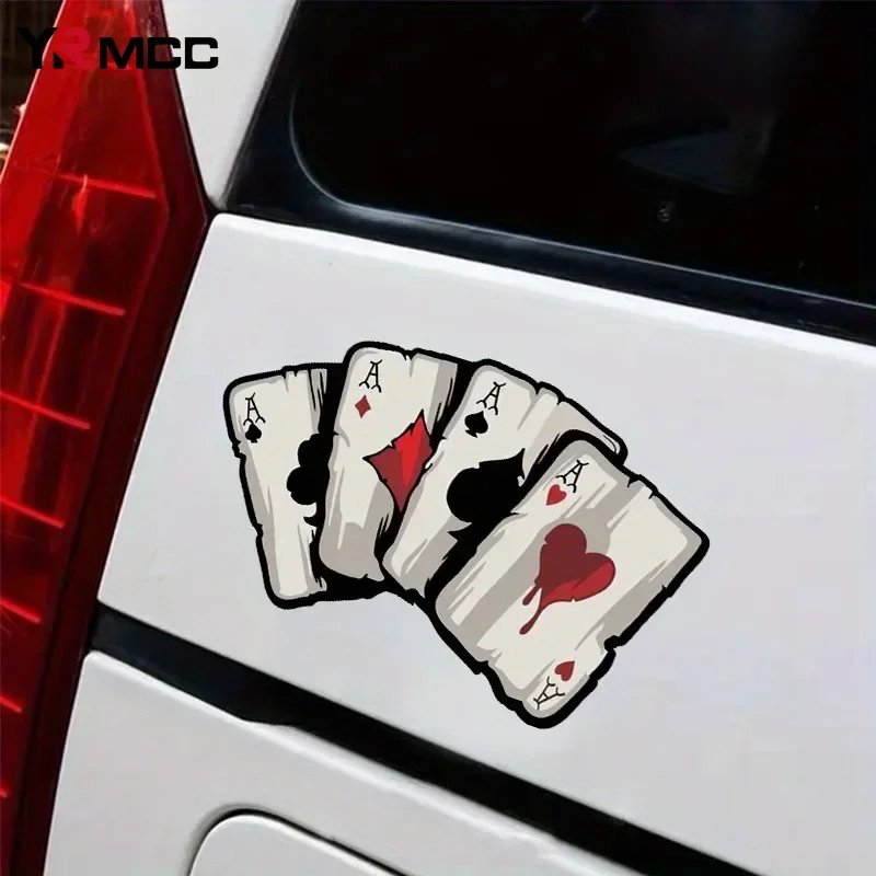 Motorcycle Stickers Poker Spades A Pattern Decals Motocross Fuel Tank Cafe Racer Body Funny Decoration Playing Card Car Stickers