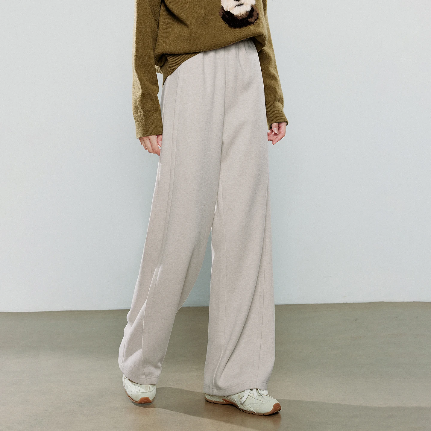 TOYOUTH سراويل تقليدية نسائية 2025 شتاء جديد غير متماثل ناعم ثقيل الوزن مفكك تصميم سبليت تقسم واسعة الساق بنطلون