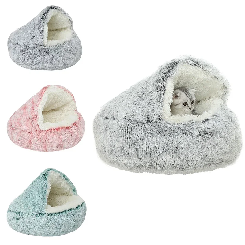 

Cat Bed Pet Mattress Warm Soft Plush Pet Bed Semi-enclosed Cat Nest Shell Style Nest Cat Sofa Bed