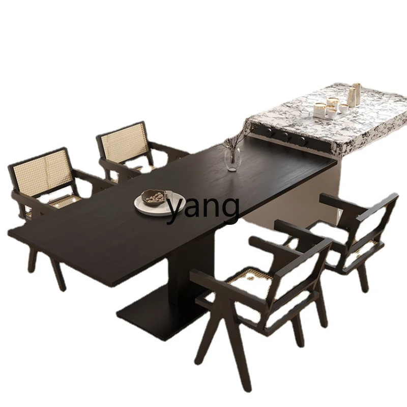 CX Retro Solid Wood Dining Table Rectangular Home Wall-Mounted Mid-Ancient Style High-Grade Kitchen Island Dining Table