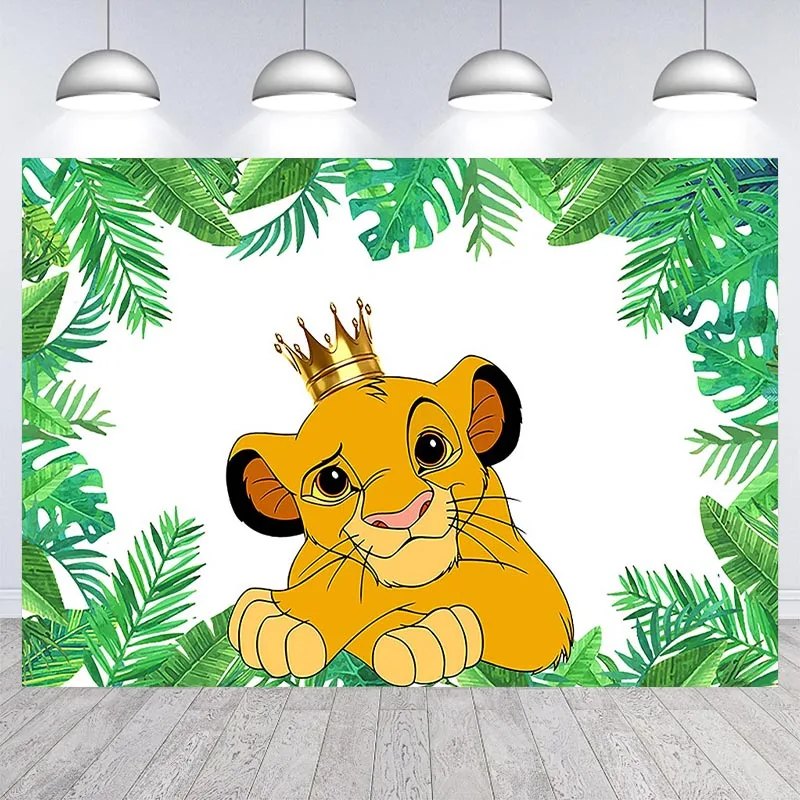 Disney Simba The Lion King Leaves Forest Background Boys Kids Birthday Party Baby Shower Decoration Customized Banner Backdrop