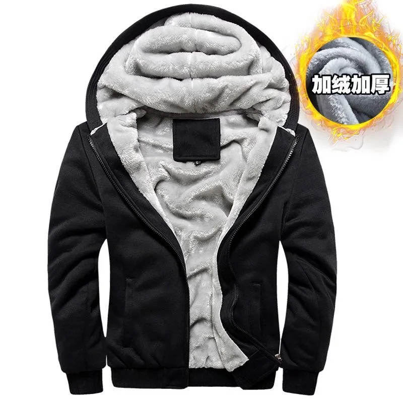 2024 Autumn and Winter New Fashion Thick Warm Hoodie Men's Casual Loose Comfortable High Quality Plus-Size Fleece Coat M-5XL