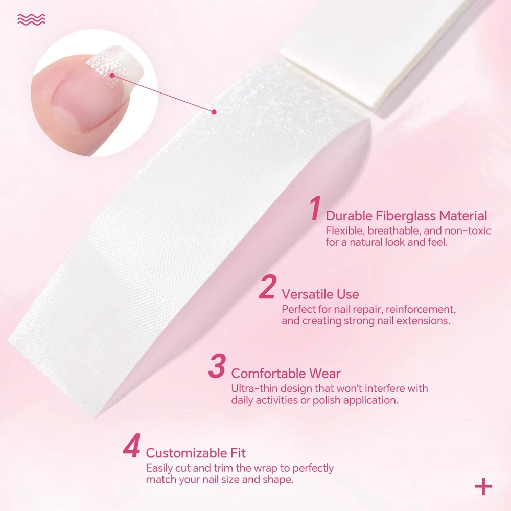 Self-Adhesive Fiberglass Nail Wraps 3*100cm White Professional Repairing Nail Fiber DIY Manicure Tool Nail Form Extension Tips