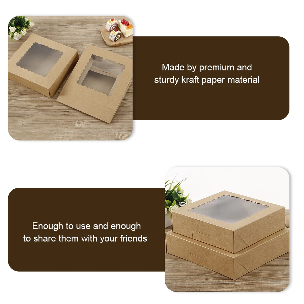

10 Pcs Cookie Boxes Pie Cake Dessert Takeaway Bakery with Window Chocolate Wrapping Packaging