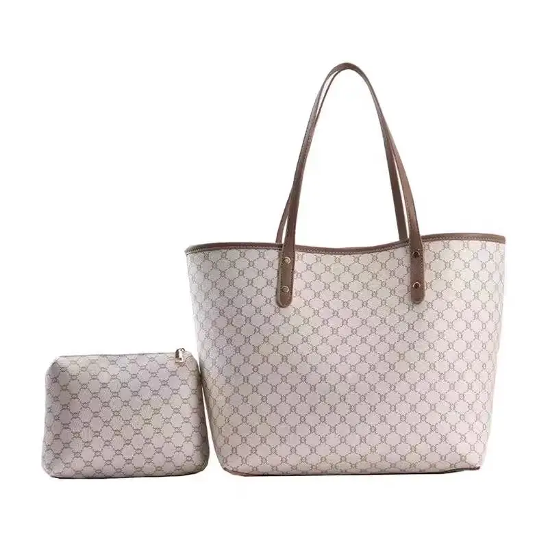 2 Pcs/set Luxury Design Tote Bag For Women Large Capacity Handbag Fashion Printing Shoulder Bag Trendy New Shopping Bag Purse