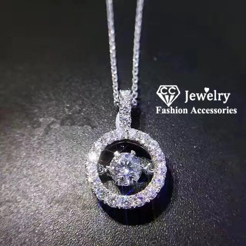 CC Necklaces Pendants Women Shake Wave Stone Cubic Zirconia Pendant Clavicle Chain Bridal Wedding Fine Jewelry Necklace CCN713