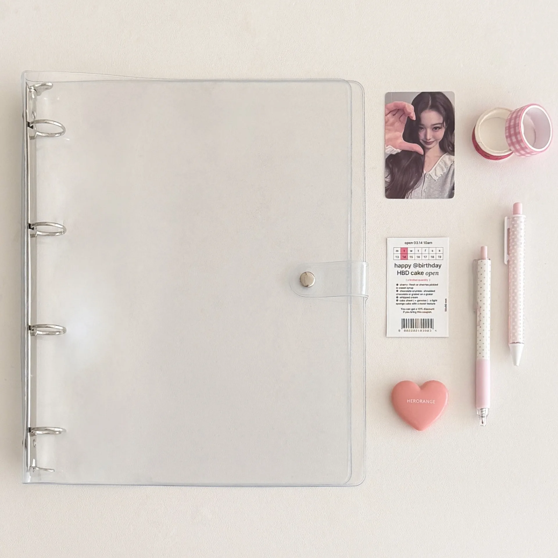 A4 Soft Cover PVC Simple Planner Notebook Fresh Style Loose-Leaf Detachable Album Storage Stickers Office Stationery