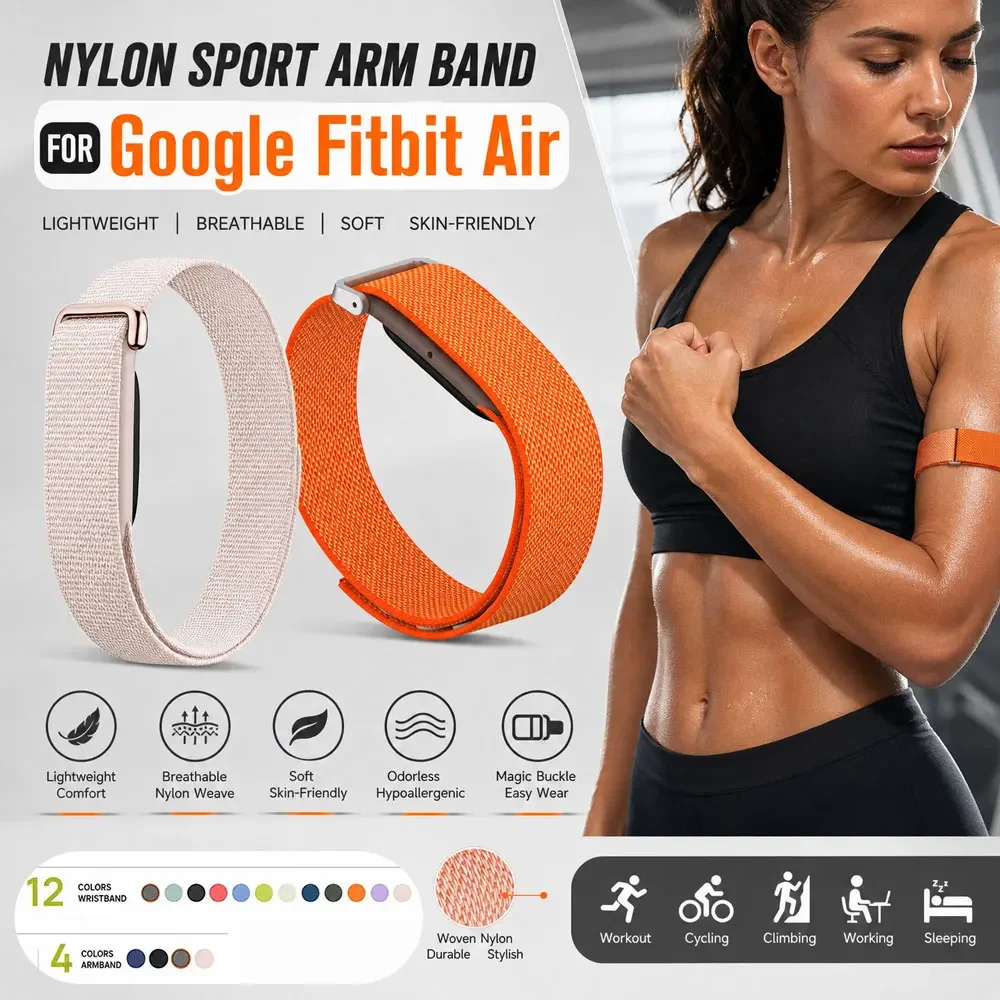 Nylon Magic Buckle Strap For Google Fitbit Air Breathable Armband / Wristband Sport Lightweight Bicep Band For Google Fitbit Air