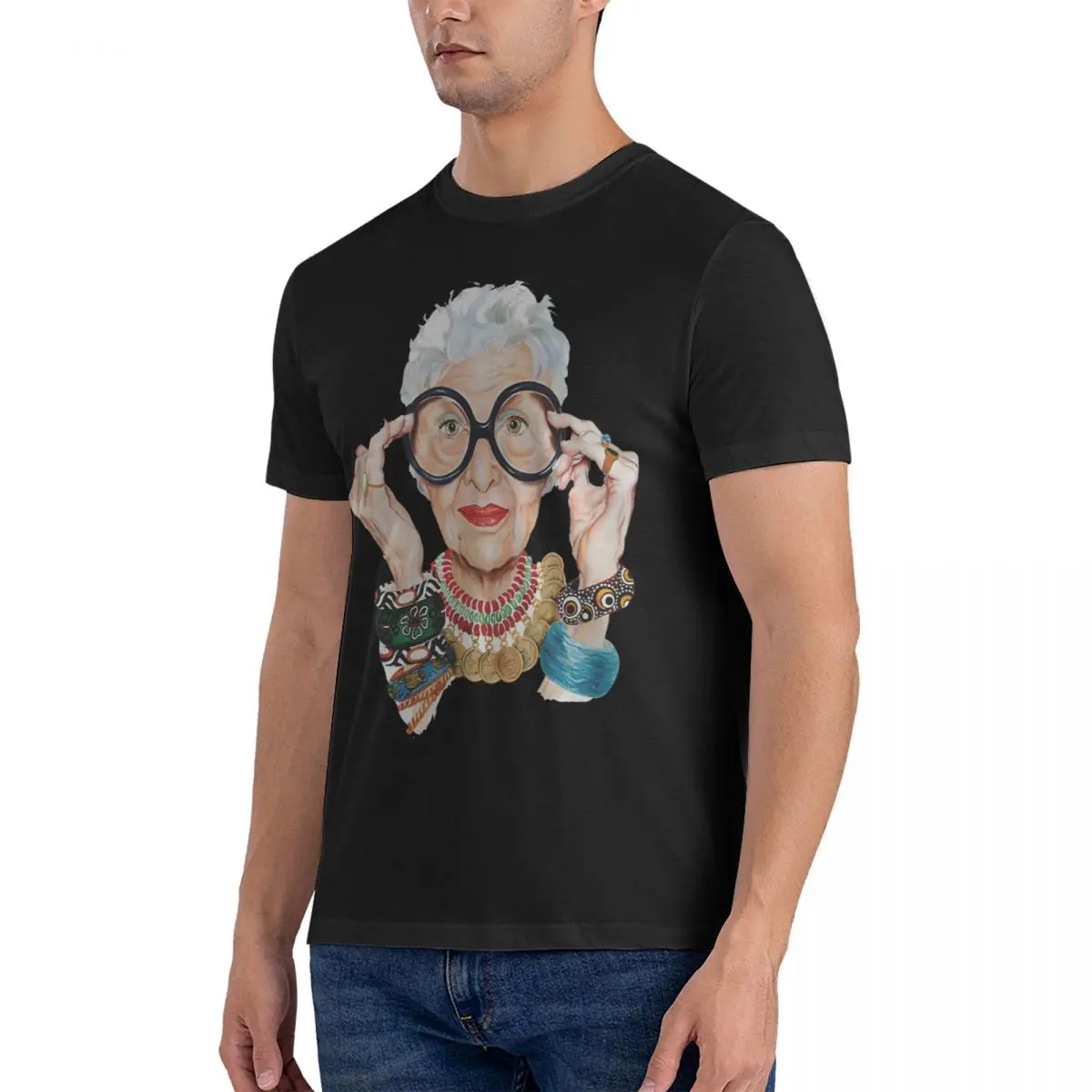 Performer T Shirts Men Pure Cotton Unique T-Shirts Round Collar Iris Apfel Tees Short Sleeve Clothes Graphic Printed