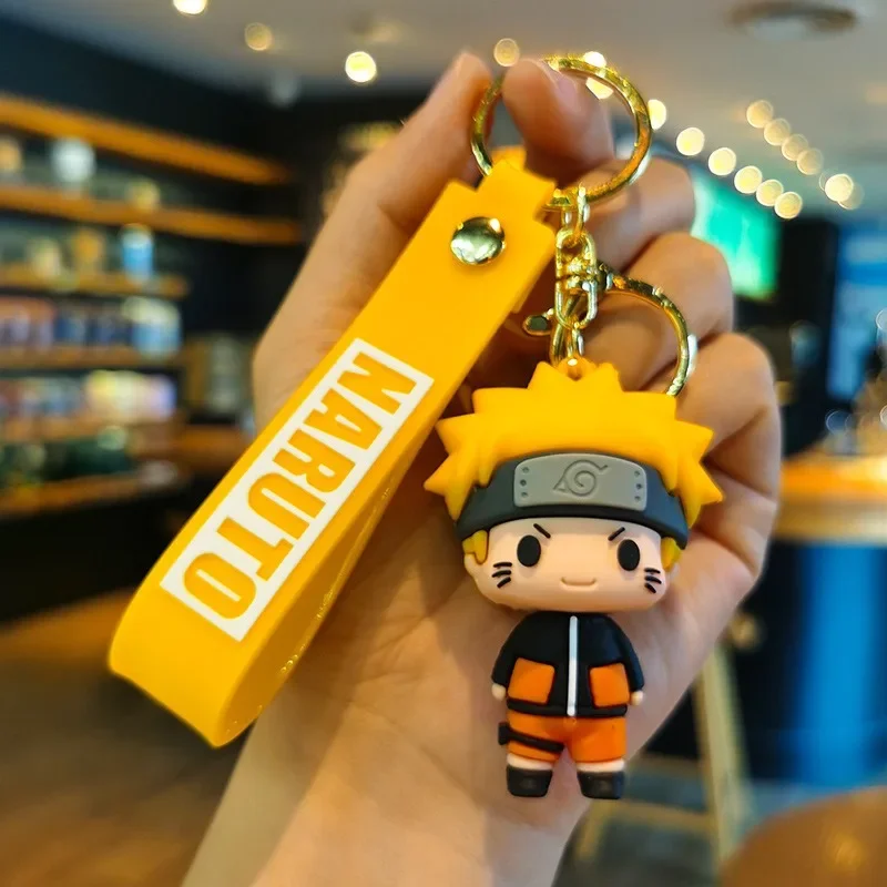 Cartoon Anime Naruto Keychain Fashion Jewelry Cartoon Figure 7CM PVC Keyring Uzumaki Kakashi Action Figures for Lovers Pendant