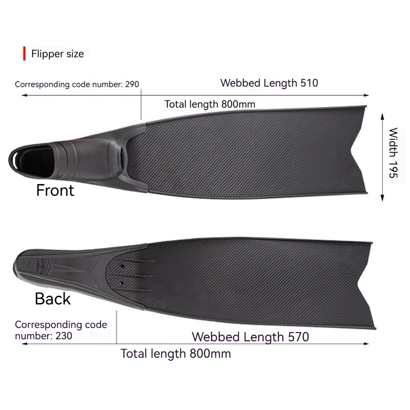 Pure Carbon Fiber Freediving Pp Flippers Long Flippers For Deep Diving, Fishing And Hunting Underwater Swimming Sporting Goods