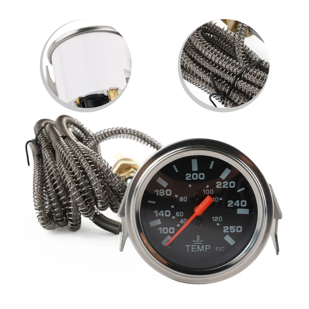 

52mm Gauge Black 12V Temperature Gauge High-quality Sensor Long-lasting Durability Real-time Temperature Updates