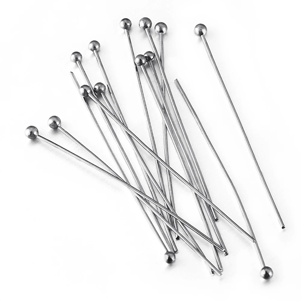 100pcs Stainless Steel Ball Head Pins for DIY Jewelry Making 12-40mm Head Pins Needlework Handmade Components Findings