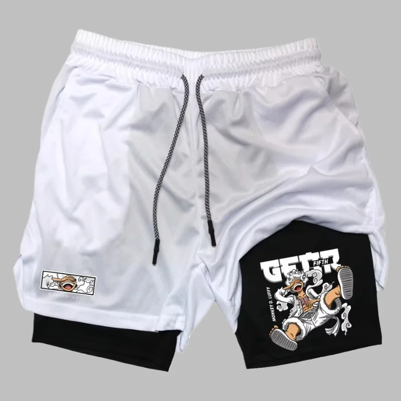 شورت الجري 2 في 1 سريع الجفاف للرجال، سروال رياضي للياقة البدنية مقاوم للعرق مع جيب للهاتف المحمول ملابس رجالية