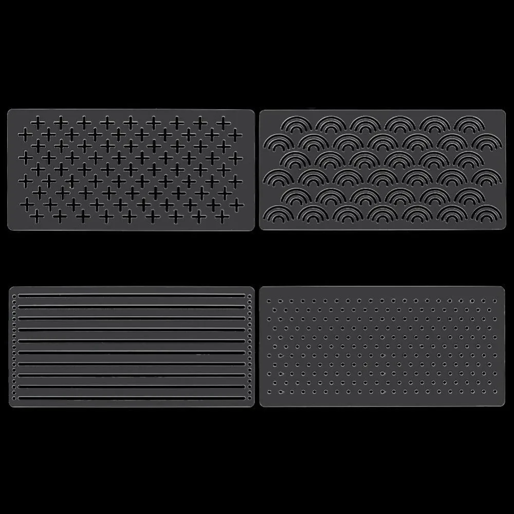 4Pcs Clear Sashiko Stencil Acrylic 3.94x7.87 Inch Embroidery Pattern Template Quilting Stencil Tool Embroidery Tool Drawing Line