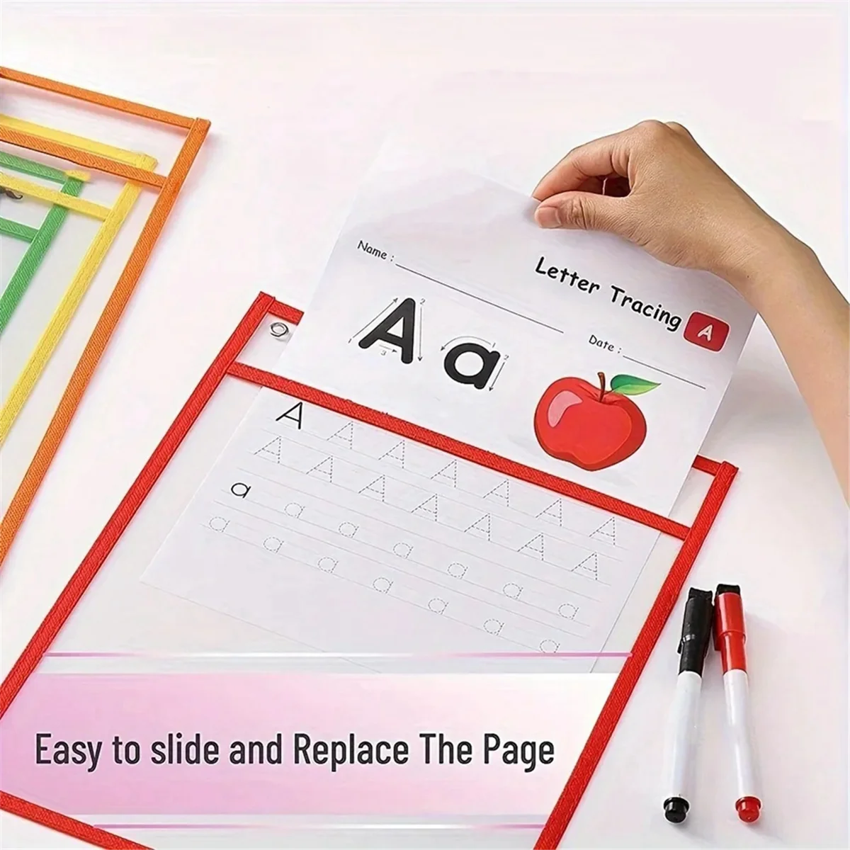 10Pcs Transparent File Pocket Folder Sleeves Oversized Reusable Dry Erase Clear Stationery Storage Folder File Pouch