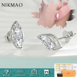 1-2cttw Marquise Cut Moissanite Earrings for Women D Color VVS1 100% S925 Sterling Silver Sparkling All Diamond Earrings Wedding