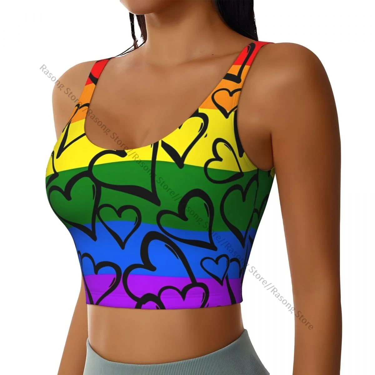 Women Sexy Sports Vest Gay Pride Rainbow Pattern Female Streetwear Sport Lingerie Tee Crop Top