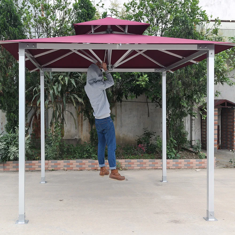 Factory Manufacture Luxury Aluminum Garden Pavilion Outdoor Backyard Garden Patio Gazebo Commercial Gazebo Waterproof Windproof
