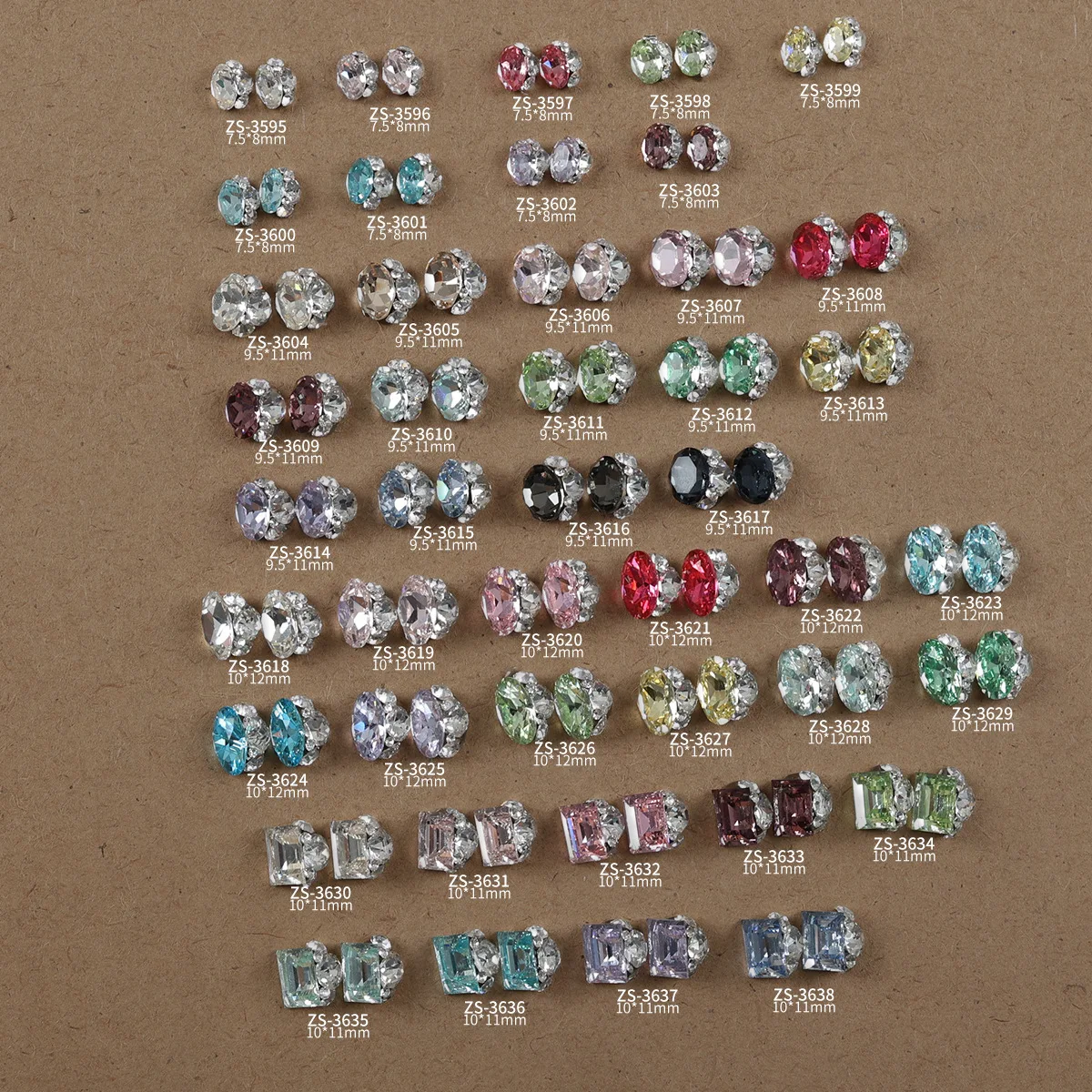 Pile de sucre scintillante, 5 pièces, diamant, grand œuf ovale, Rect, verre de cristal, Nail Art, strass, décorations de manucure, breloques brillantes