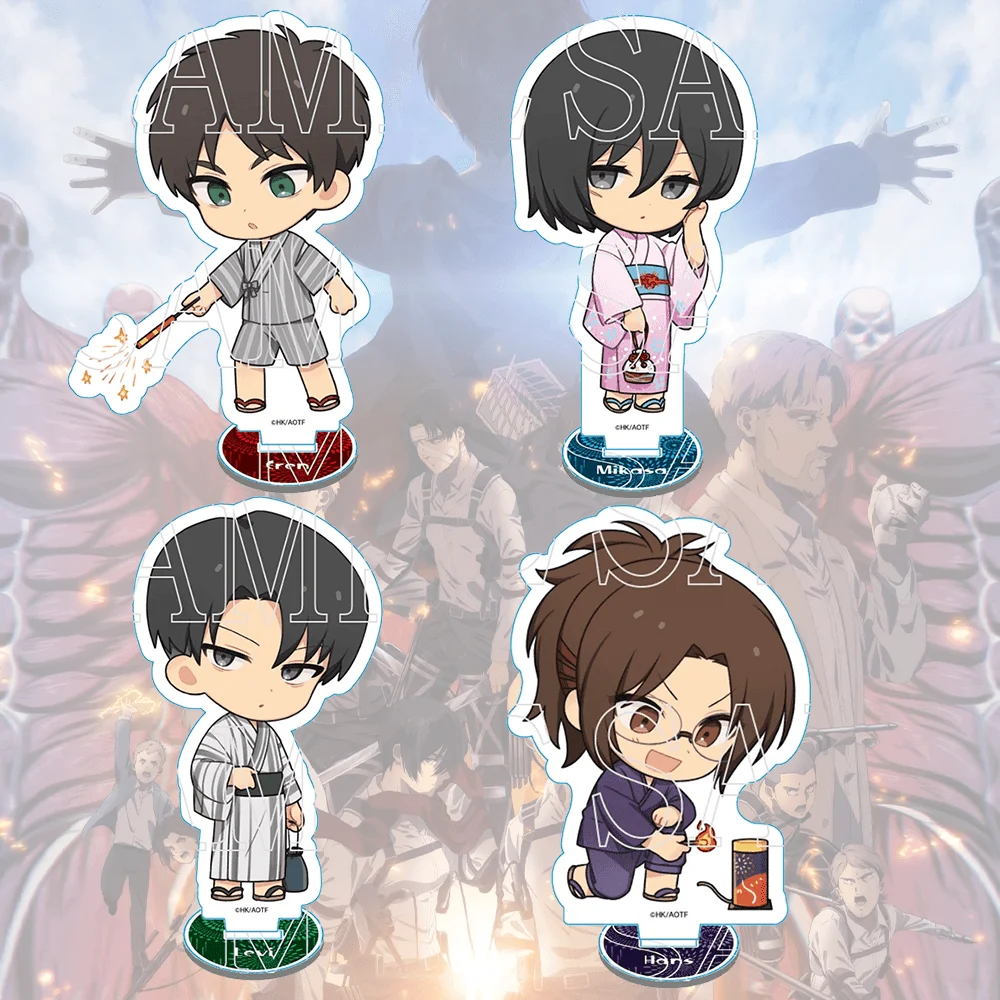 Attack On Titan Eren Yeager 10cm Acrylic Stand Keychain Chibi Yukata Firework Ver Tabletop Ornament Desk Room Decor Figure Gift