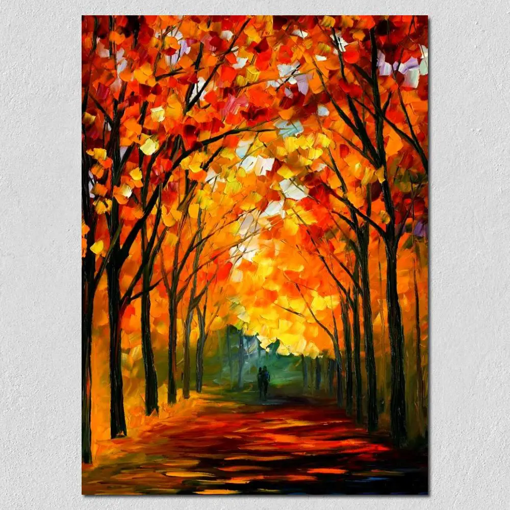 

Handmade Wall Art on Canvas Farewell to Autumn Landscape Painting Oil Artwork Modern Picture for Office Wall Decoration Large