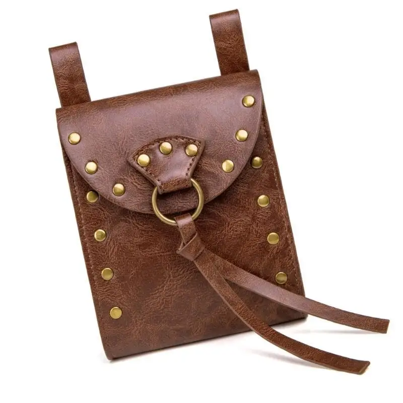 

652F Средневековая поясная сумка из искусственной кожи, кошелек для монет, сумка в стиле Ренессанс, маленькая поясная сумка, для