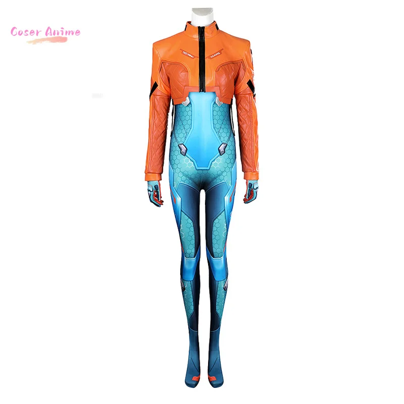 

Over Watch2 Cosplay Juno Cosplay Costume Leather Coat Jumpsuit Outfit Elastic Bodysuit Full Set Shoes Women Halloween Roleplay