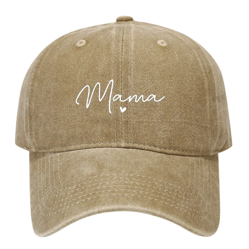 Washed baseball cap with letter printing, Mama summer casual versatile duckbill cap, Mother\'s Day hat