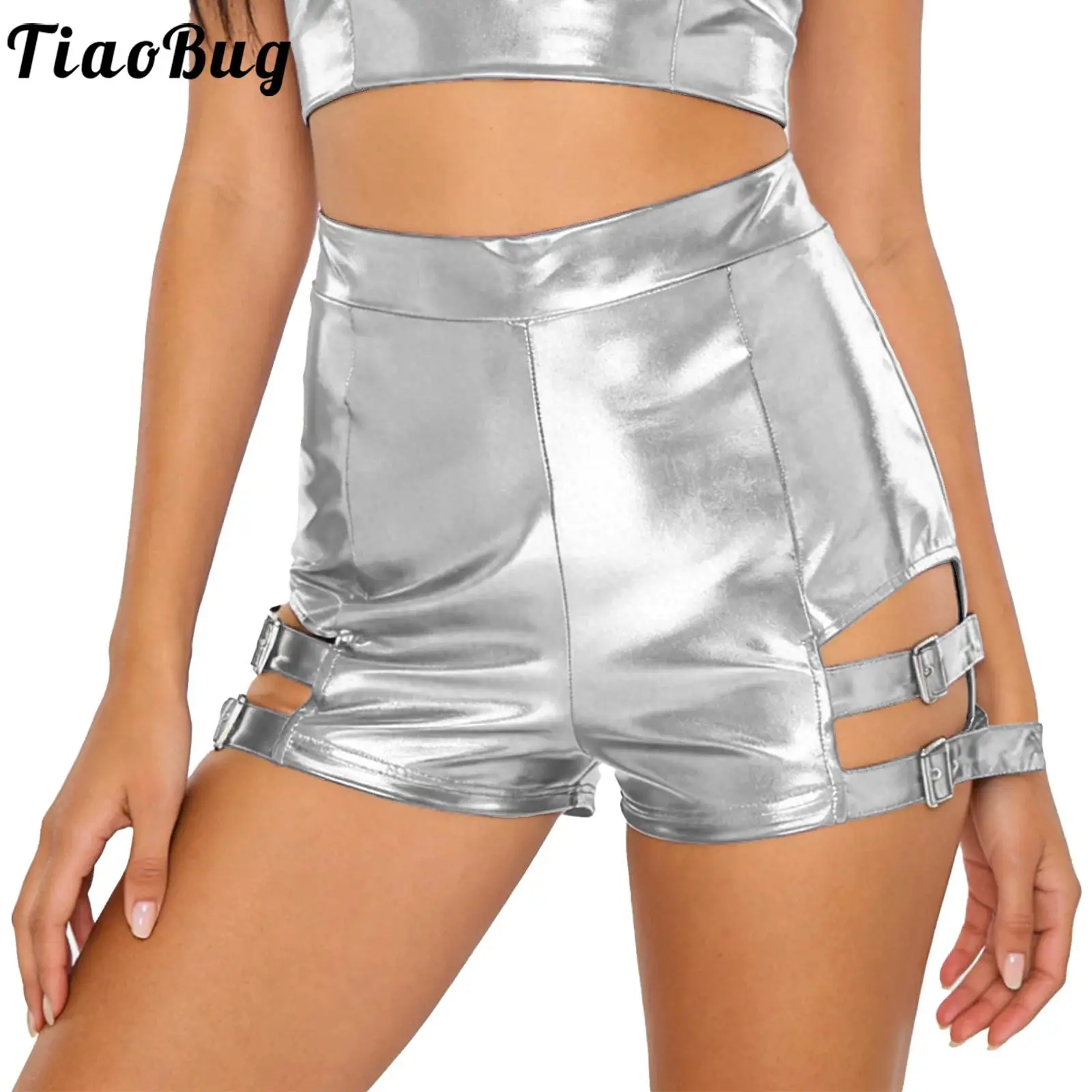 النساء لامع يهتف الغنيمة الرقص السراويل عالية الخصر الجمباز السراويل الساخنة الغنيمة السراويل لامعة مرحلة الأداء قيعان Dancewear