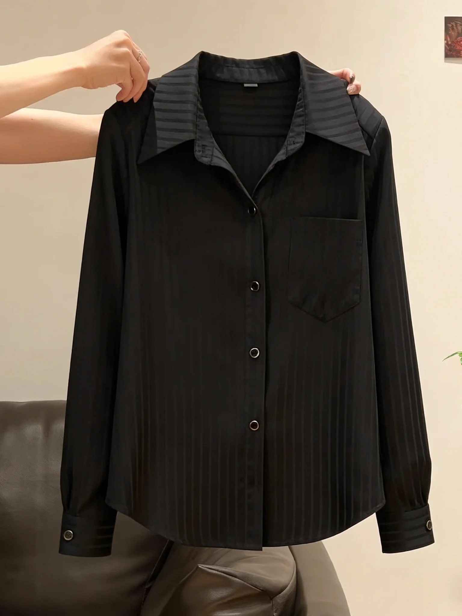 

Весна 2026: Модная элегантная женская рубашка больших размеров с длинным рукавом в корейском стиле, универсальная повседневная дышащая блузка свободного кроя