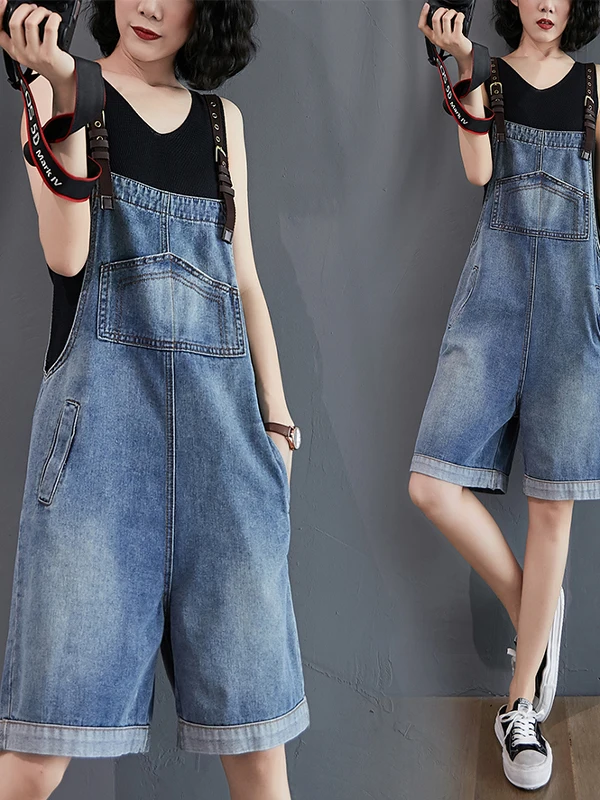 

Летние повседневные женские джинсы-комбинезон с высокой талией, широкими штанинами, из тонкой ткани, светло-голубые, свободного кроя