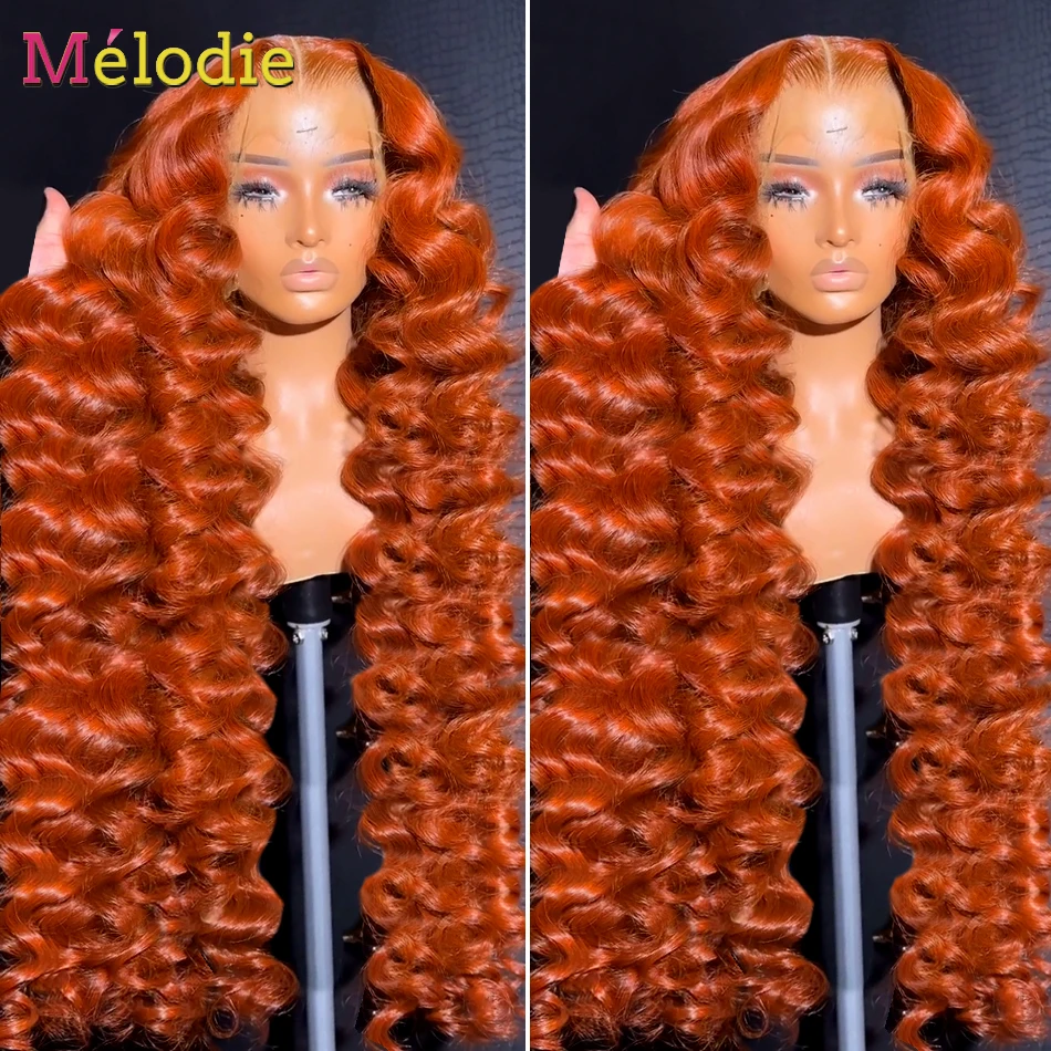 Ginger Orange 13x6 Lace Frontal 350 Colored Loose Wave Human Hair Wigs Pre-Plucked Hairline Hd 13x4 Lace Front Wigs For Women