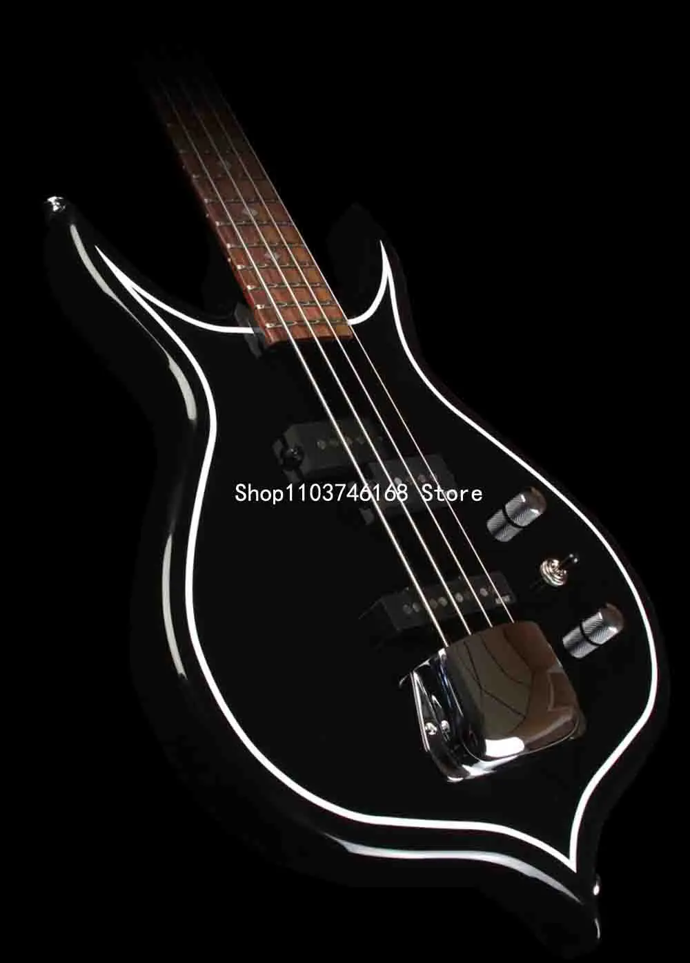 KISS Guitar/Gene Simmons  Punisher II Electric bass /black /24F/4 strings Signed Bass Guitar /Free shipping