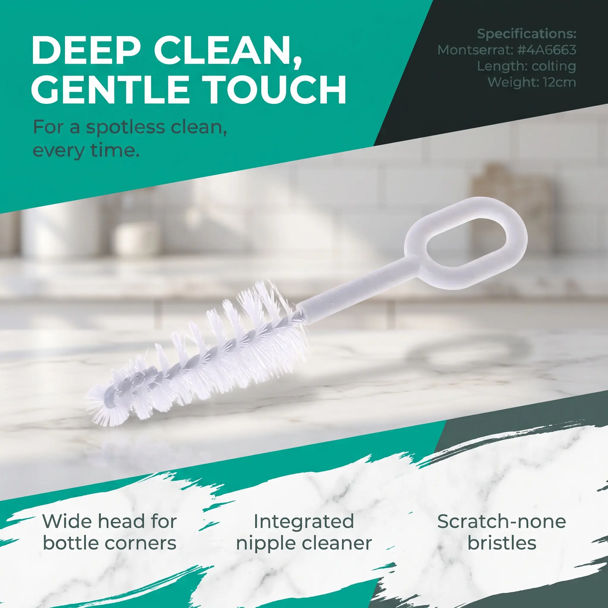 50Pcs White Bottle and Nipple Cleaning Brush Soft Bristle Baby Feeding Bottle Cleaner for Milk Residue Removal