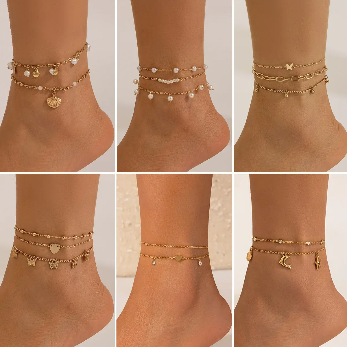 Bracelet de oral ille Vintage en Or avec Perles Empilées pour Femme, Bijou avec Pompon, Papillon, Coquille DolDave, Idéal pour la Plage, les Vacances d'Été, Cadeau, 2024