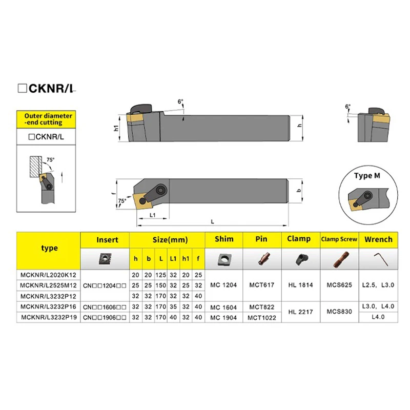 Intlshaft CNMG Carbide Inserts MCKNL2525M12 MCKNL2020K12 MCKNR2525M12 External Turning Tool Holder MCKNL Lathe Cutting Tools