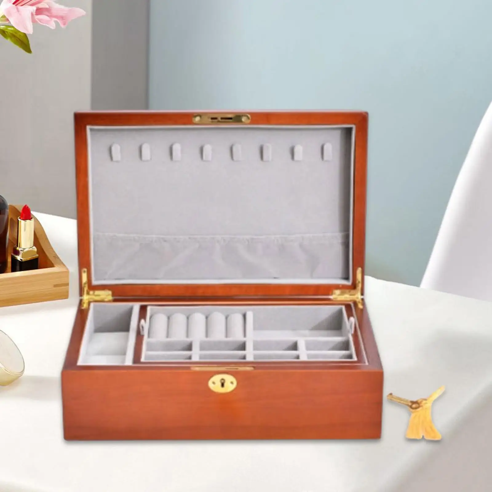 

Jewelry Box Multifunctional Wood Jewelry Container Gift Jewelry Organizer Display for Necklace Pendant Earring Bracelet Birthday