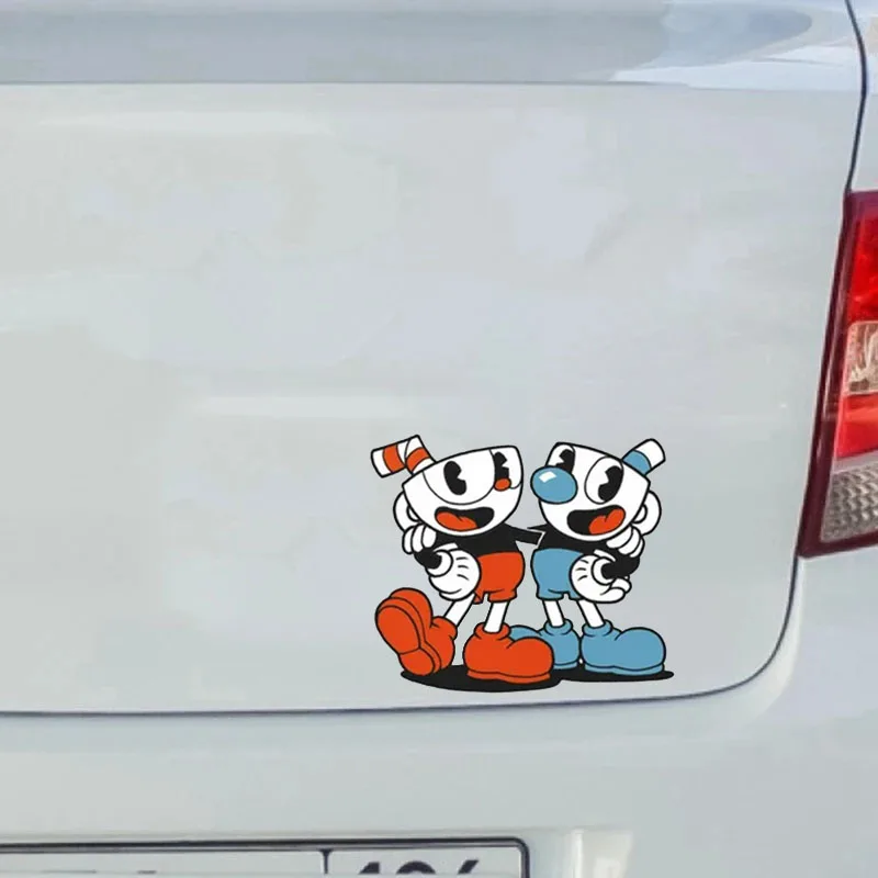 Cuphead Anime Car Stickers Personality Simple Vinyl Decals Waterproof Helmet Caravan Decor PVC Wholesale