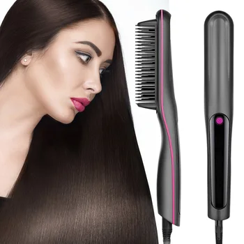 Image 2024 New Style Multi-Function Electric 2 In 1 Hair Curler Straightener Professional Ionic Hair Straightener Brush