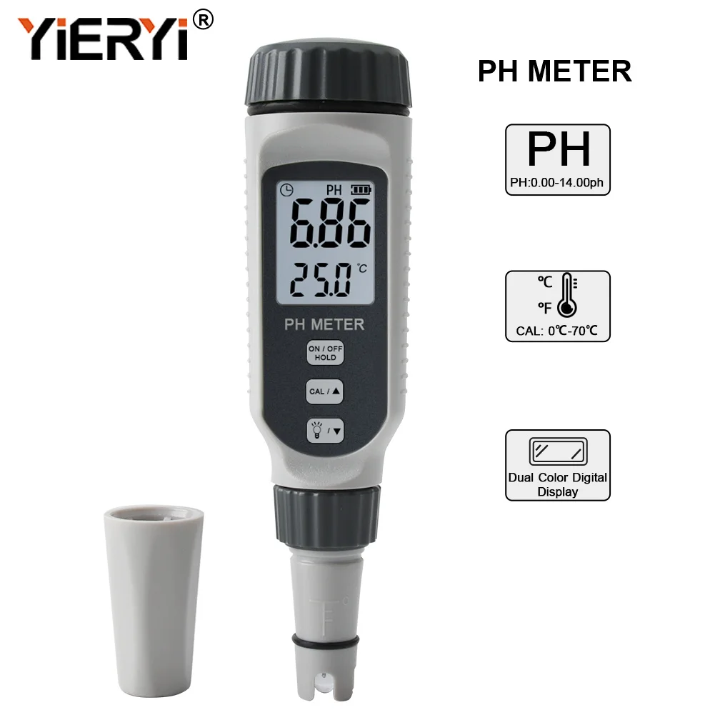 

Yieryi Digital PH Meter Professional Dual Color Digital Water Quality Tester ATC Aquarium Pool Analyzers Acidity Monitor