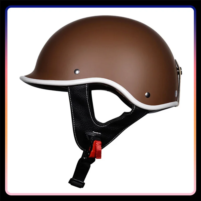 Half Face Moto Helmet DOT Approved Half Helmets for Motorcycle ABS Shell Retro 1/2 Low Profile Helmet Moped Pilot Men Women