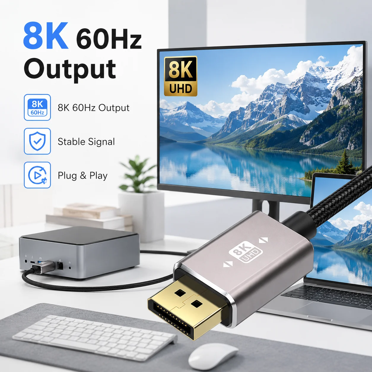 DisplayPort DP 1 4 Adapter 8K 60Hz Ultra HD Video Converter Gold Plated Connector Male Female Female Extension for PC Monitor