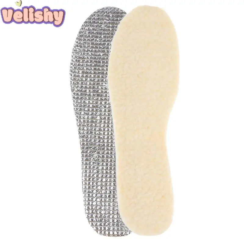 1 Pair Of Aluminum Foil Lamb Wool Insoles For Winter Warm Moisture-Proof Soft Sweat-Absorbing Breathable Plus Velvet Insoles image 4