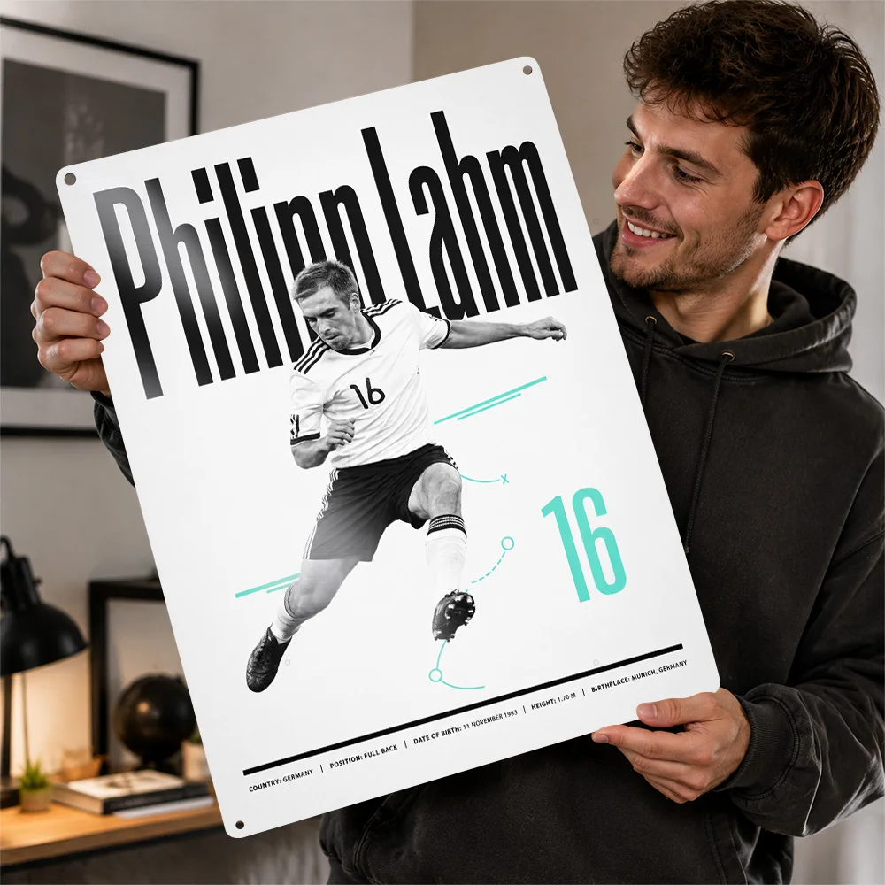 Philipp Lahm Football Aluminum Poster Customized Metal Tin Sign Club Legacy Style Wall Art Made For Matchday Admirers In Study