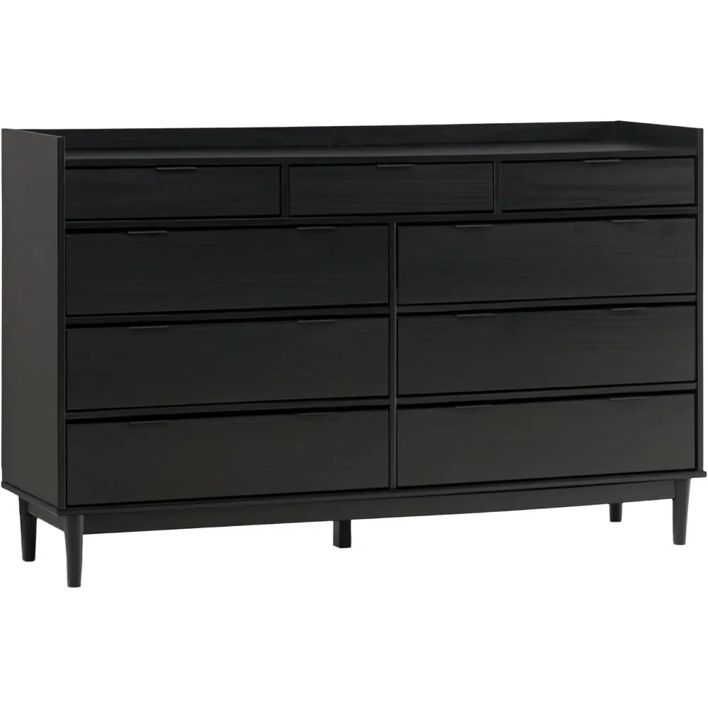 

Century Modern Tray-Top Solid Wood 9-Drawer Dresser, for Closet, Dressers Organizer for Living Room 60 Inch, Black