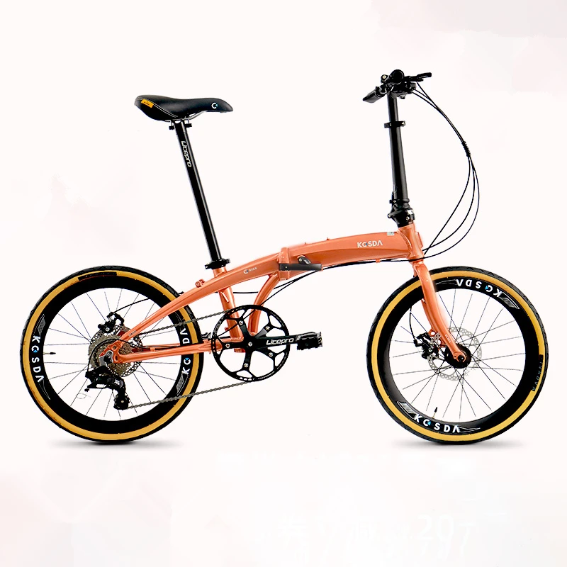 22 Inch 451 Wheel Aluminum Alloy Ultra-light Folding Bicycle Student Variable Speed Disc Brake Pedal Portable Adult Bike