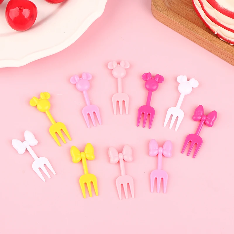 10Pcs Kinder Obst Gabeln Dessert Zahnstocher Mehrweg Mittagessen Buffet Picks Stick für Haushalt Kindergarten