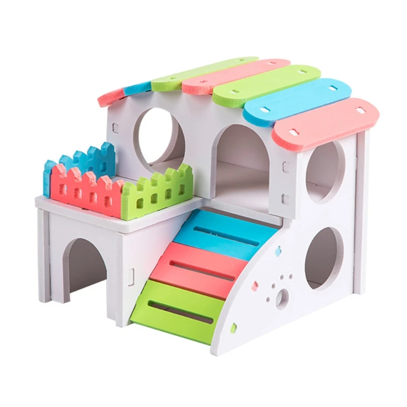 Casa plástico para hámster, hábitat anidación, animales pequeños, colorido para jugar, cabaña, Villa G5AB
